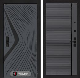 Дверь входная Лабиринт LEOLAB 22 Графит софт черная вставка