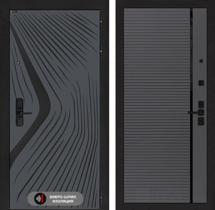 Дверь входная Лабиринт LEOLAB 22 Графит софт черная вставка