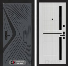 Дверь входная Лабиринт LEOLAB 02 Сандал белый стекло черное