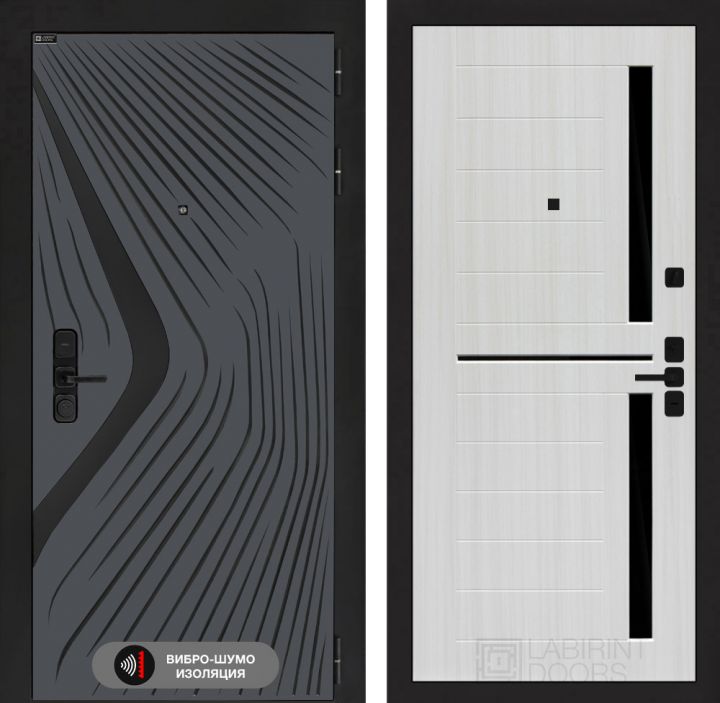 Дверь входная Лабиринт LEOLAB 02 Сандал белый стекло черное