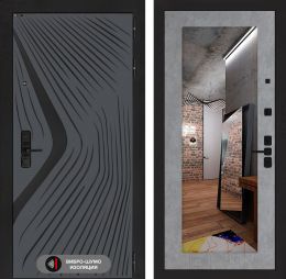 Дверь входная Лабиринт LEOLAB с зеркалом 18 Бетон светлый