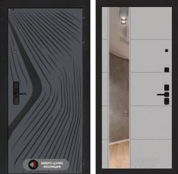 Дверь входная Лабиринт LEOLAB с зеркалом 19 Грей софт