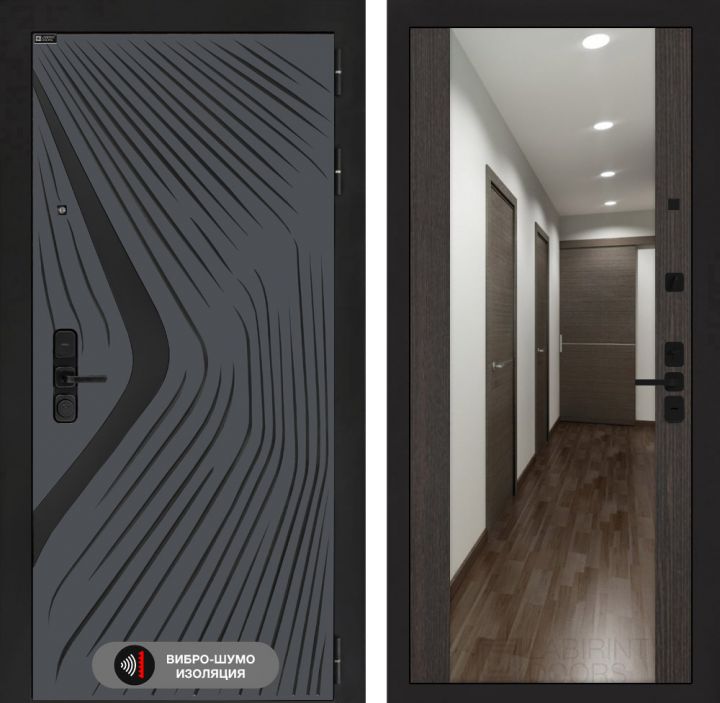 Дверь входная Лабиринт LEOLAB с зеркалом Максимум Венге