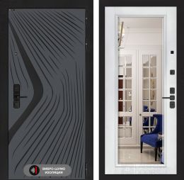 Дверь входная Лабиринт LEOLAB Зеркало фацет Белый софт