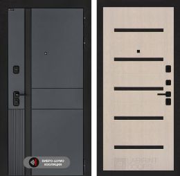 Дверь входная Лабиринт EVOLAB 01 Беленый дуб, стекло черное