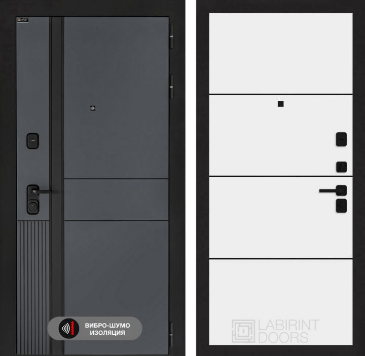 Дверь входная Лабиринт EVOLAB 25 Белый софт (черная вставка)