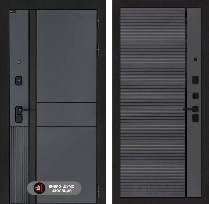 Дверь входная Лабиринт EVOLAB 22 Графит софт черная вставка