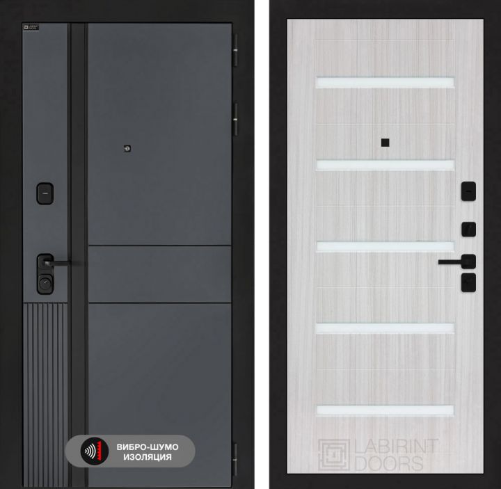 Дверь входная Лабиринт EVOLAB 01 Сандал белый стекло белое