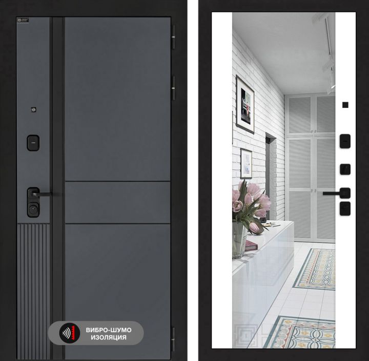 Дверь входная Лабиринт EVOLAB с зеркалом Максимум Белый софт