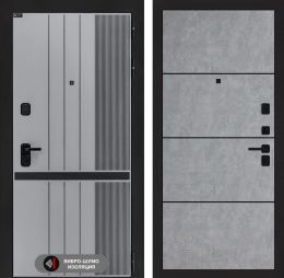Дверь входная Лабиринт SKYLAB 25 Бетон светлый (черная вставка)
