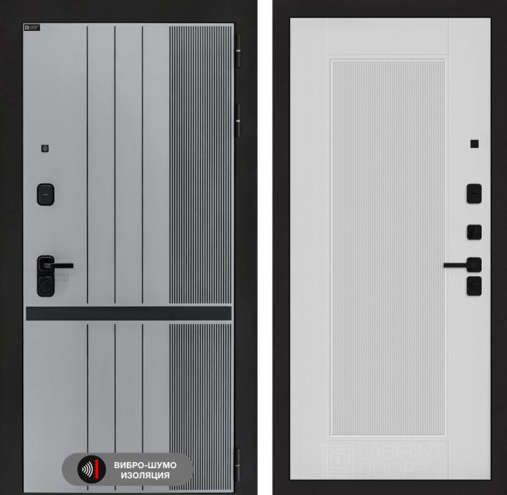 Дверь входная Лабиринт SKYLAB 30 Белый софт рельеф