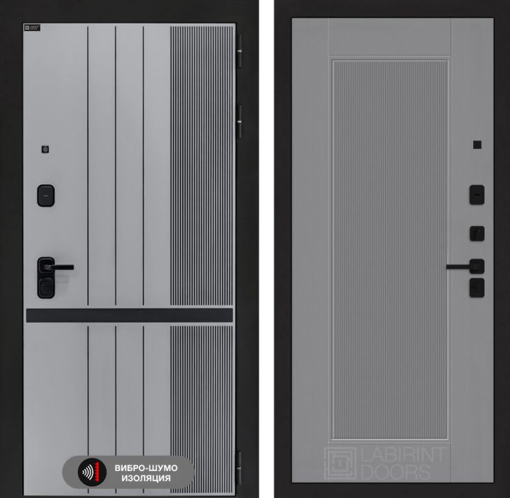 Дверь входная Лабиринт SKYLAB 30 Серый софт рельеф
