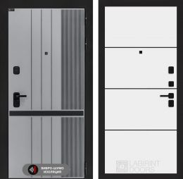 Дверь входная Лабиринт SKYLAB 25 Белый софт (черная вставка)