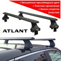 Багажник на крышу Renault Arkana, Атлант, крыловидные аэродуги (черный цвет)
