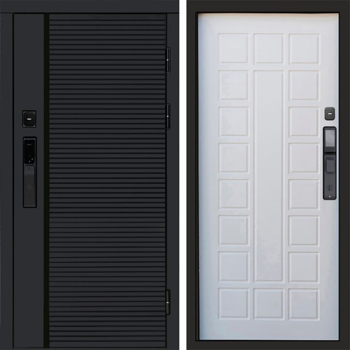 Входная дверь Termo-door BLACK LINE с электрозамком Престиж белое дерево