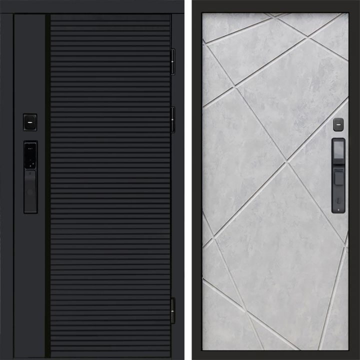 Входная дверь Termo-door BLACK LINE с электронным замком Лучи бетон светлый