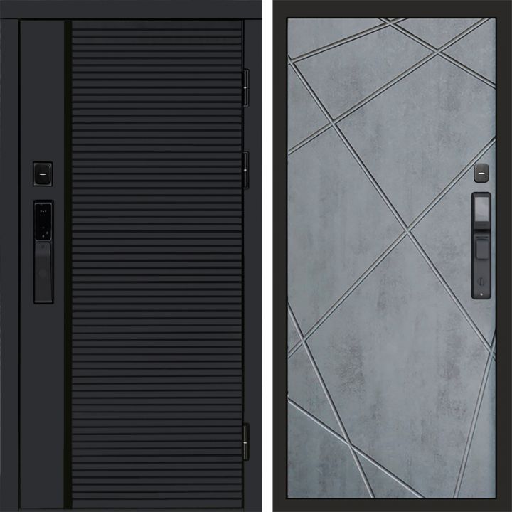 Входная дверь Termo-door BLACK LINE с электронным замком Лучи бетон темный
