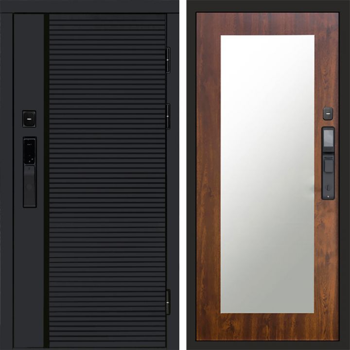 Входная дверь Termo-door BLACK LINE с электронным замком Зеркало Триумф дуб