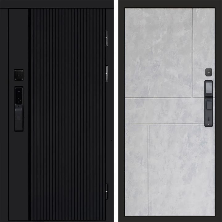 Входная дверь Termo-door УРБАН BLACK с электронным замком Горизонт бетон светлый