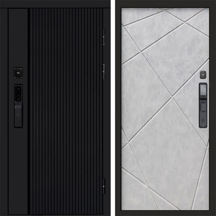 Входная дверь Termo-door УРБАН BLACK с электронным замком Лучи бетон светлый