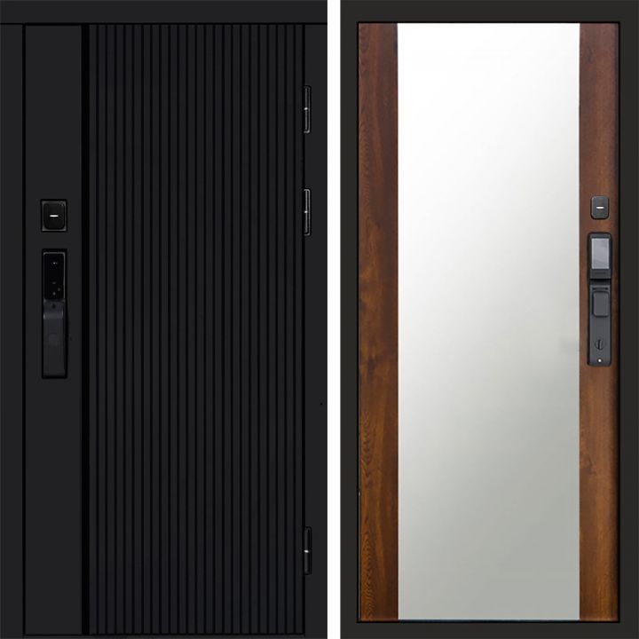 Входная дверь Termo-door УРБАН BLACK с электронным замком Зеркало дуб