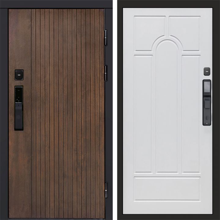 Входная дверь Termo-door ТВИСТ УЛЬТРА с электрозамком Арка белое дерево