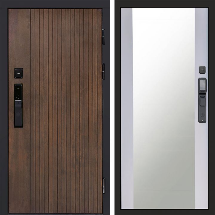 Входная дверь Termo-door ТВИСТ УЛЬТРА с электрозамком Зеркало белый софт