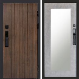 Входная дверь Termo-door ТВИСТ УЛЬТРА с электронным замком Зеркало Триумф бетон светлый