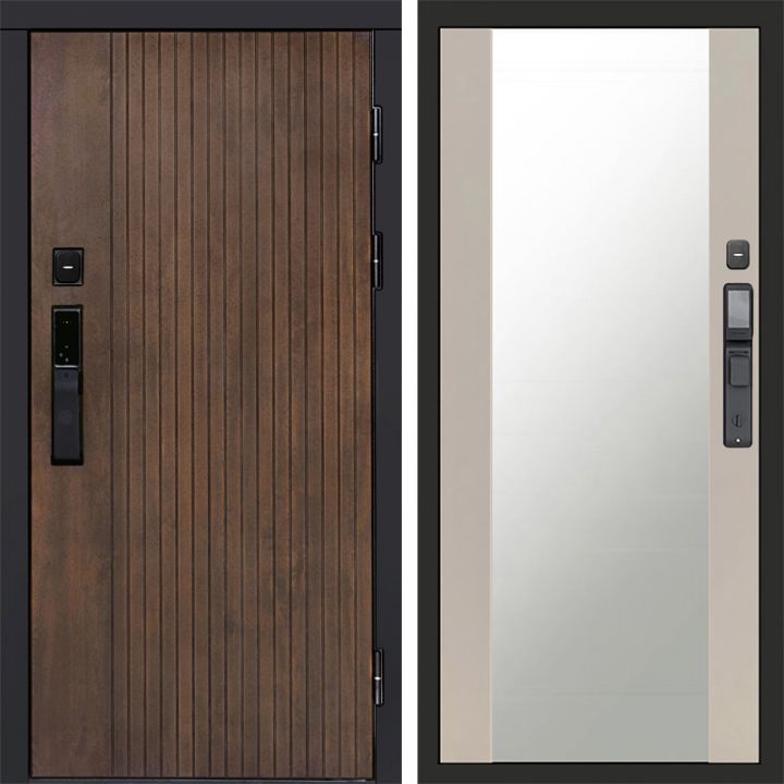 Входная дверь Termo-door ТВИСТ УЛЬТРА с электрозамком Зеркало Слоновая Кость