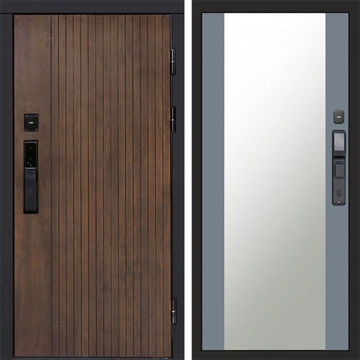 Входная дверь Termo-door ТВИСТ УЛЬТРА с электрозамком Зеркало Грей Софт