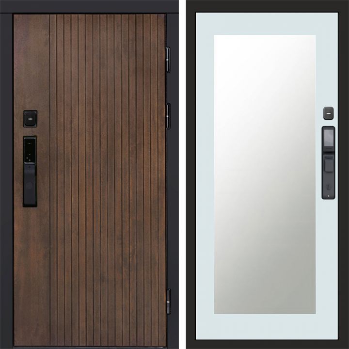 Входная дверь Termo-door ТВИСТ УЛЬТРА с электрозамком Зеркало Триумф Белый Софт