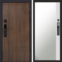 Входная дверь Termo-door ТВИСТ УЛЬТРА с электронным замком Широкое Зеркало Фацет Белый Софт