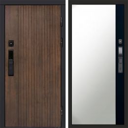 Входная дверь Termo-door ТВИСТ УЛЬТРА с электронным замком Широкое Зеркало Фацет Черный Кварц