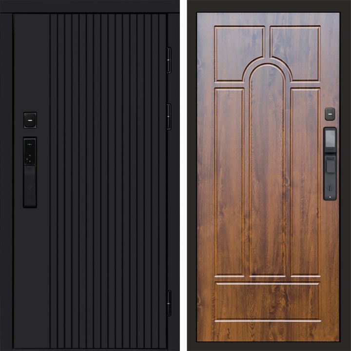 Входная дверь Termo-door ТВИСТ BLACK с электрозамком Арка дуб