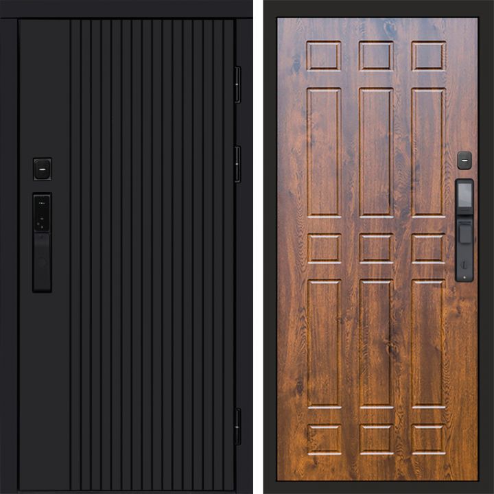 Входная дверь Termo-door ТВИСТ BLACK с электрозамком Спарта дуб