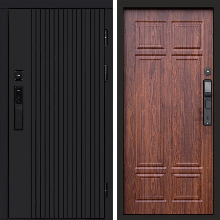 Входная дверь Termo-door ТВИСТ BLACK с электрозамком Орех премиум