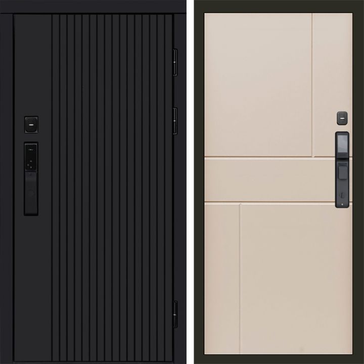 Входная дверь Termo-door ТВИСТ BLACK с электронным замком Горизонт Слоновая Кость