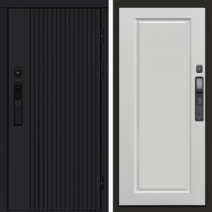 Входная дверь Termo-door ТВИСТ BLACK с электрозамком Гранд Белый Софт