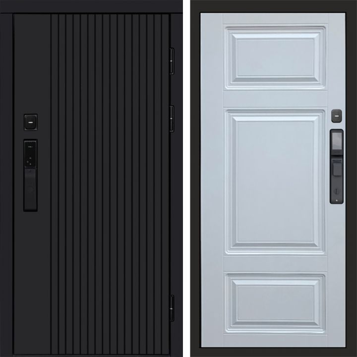 Входная дверь Termo-door ТВИСТ BLACK с электрозамком Лион Белый Софт