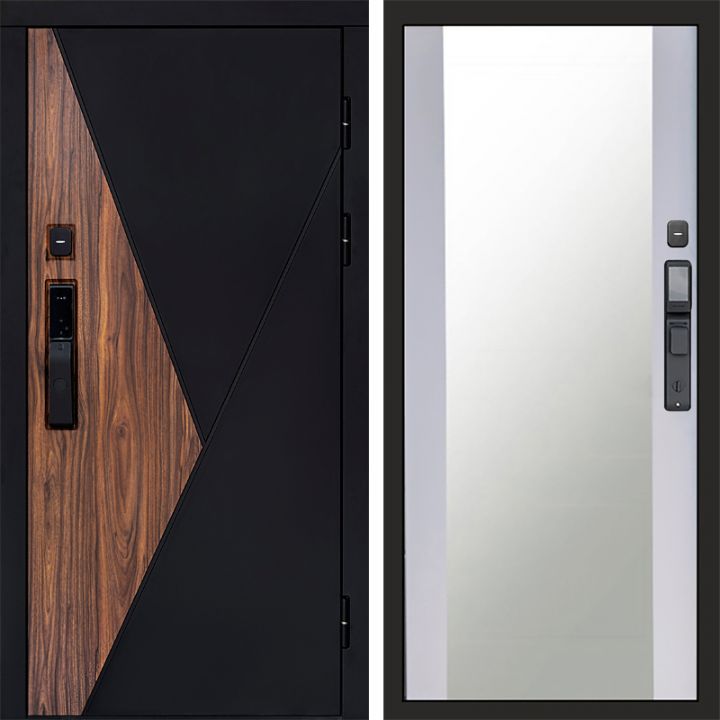 Входная дверь Termo-door МАТРИКС с электронным замком Зеркало белый софт