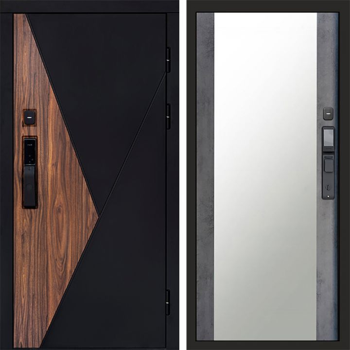 Входная дверь Termo-door МАТРИКС с электронным замком Зеркало бетон темный