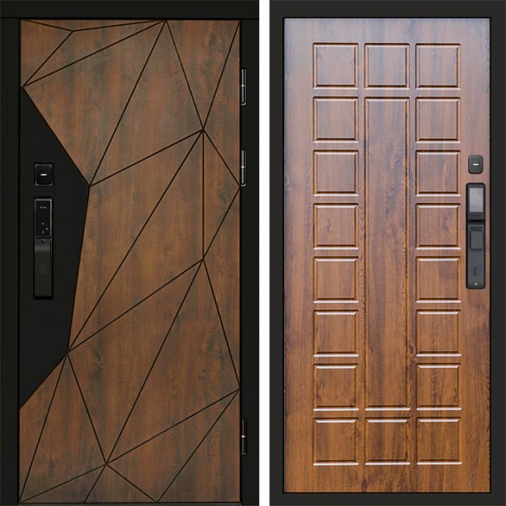 Входная дверь Termo-door ГЕОМЕТРИЯ с электронным замком Престиж дуб