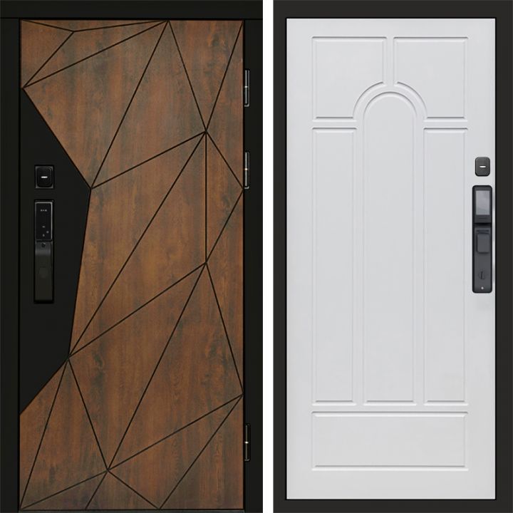 Входная дверь Termo-door ГЕОМЕТРИЯ с электронным замком Арка белое дерево