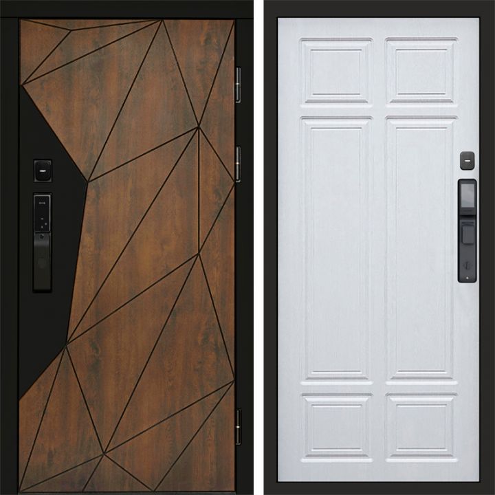 Входная дверь Termo-door ГЕОМЕТРИЯ с электронным замком Лиственница премиум