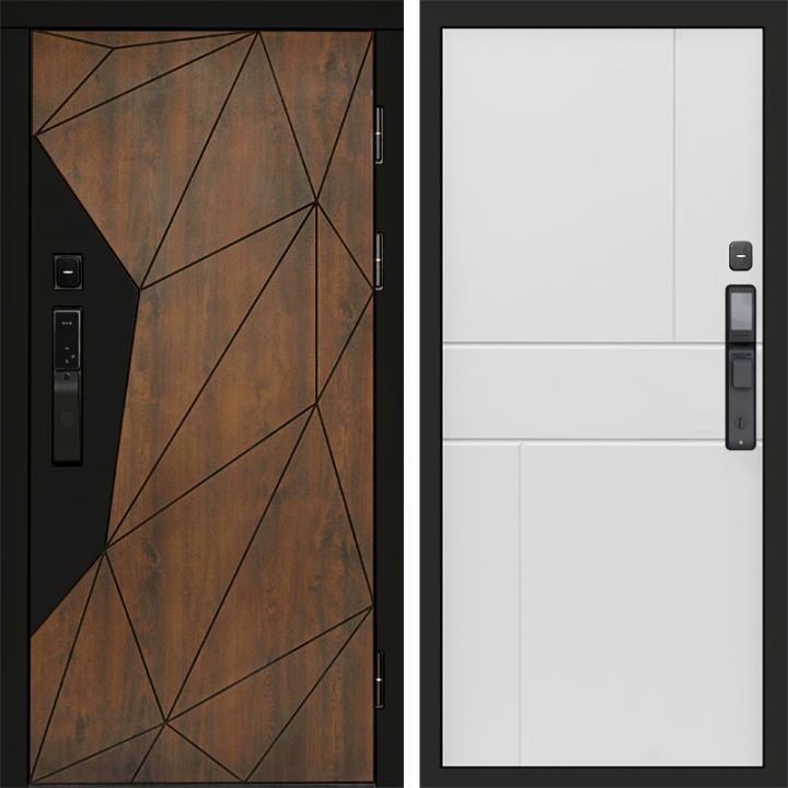 Входная дверь Termo-door ГЕОМЕТРИЯ с электронным замком Горизонт белый