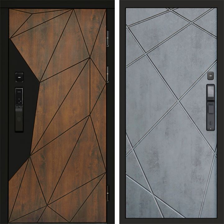 Входная дверь Termo-door ГЕОМЕТРИЯ с электронным замком Лучи бетон темный