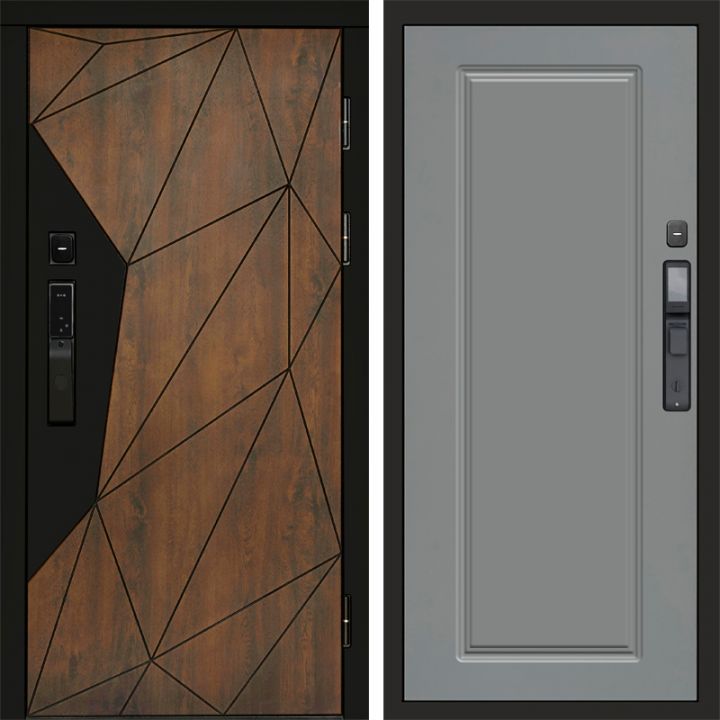 Входная дверь Termo-door ГЕОМЕТРИЯ с электронным замком Гранд Грей Софт