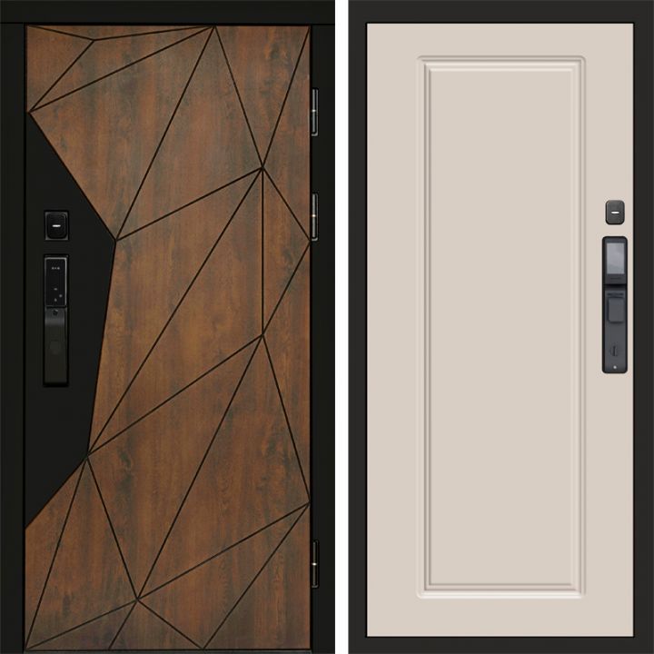 Входная дверь Termo-door ГЕОМЕТРИЯ с электронным замком Гранд Слоновая Кость
