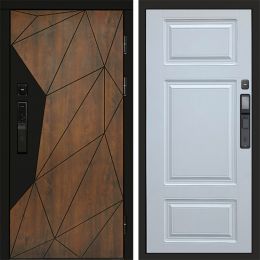 Входная дверь Termo-door ГЕОМЕТРИЯ с электронным замком Лион Белый Софт