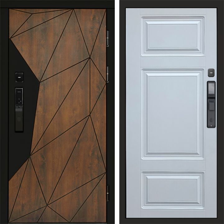 Входная дверь Termo-door ГЕОМЕТРИЯ с электронным замком Лион Белый Софт